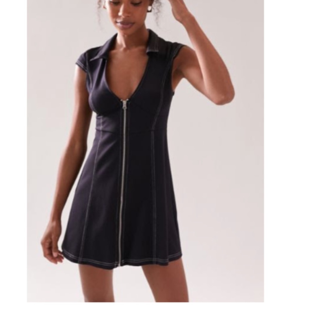 UO Amal Zip-Front Mini Dress